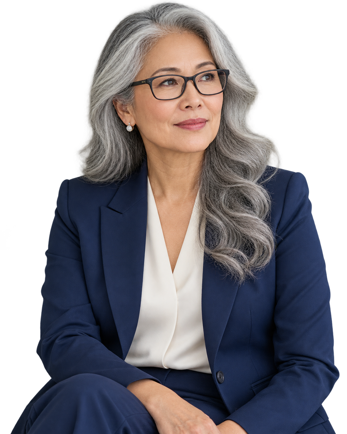 Experienced executive in a navy blazer