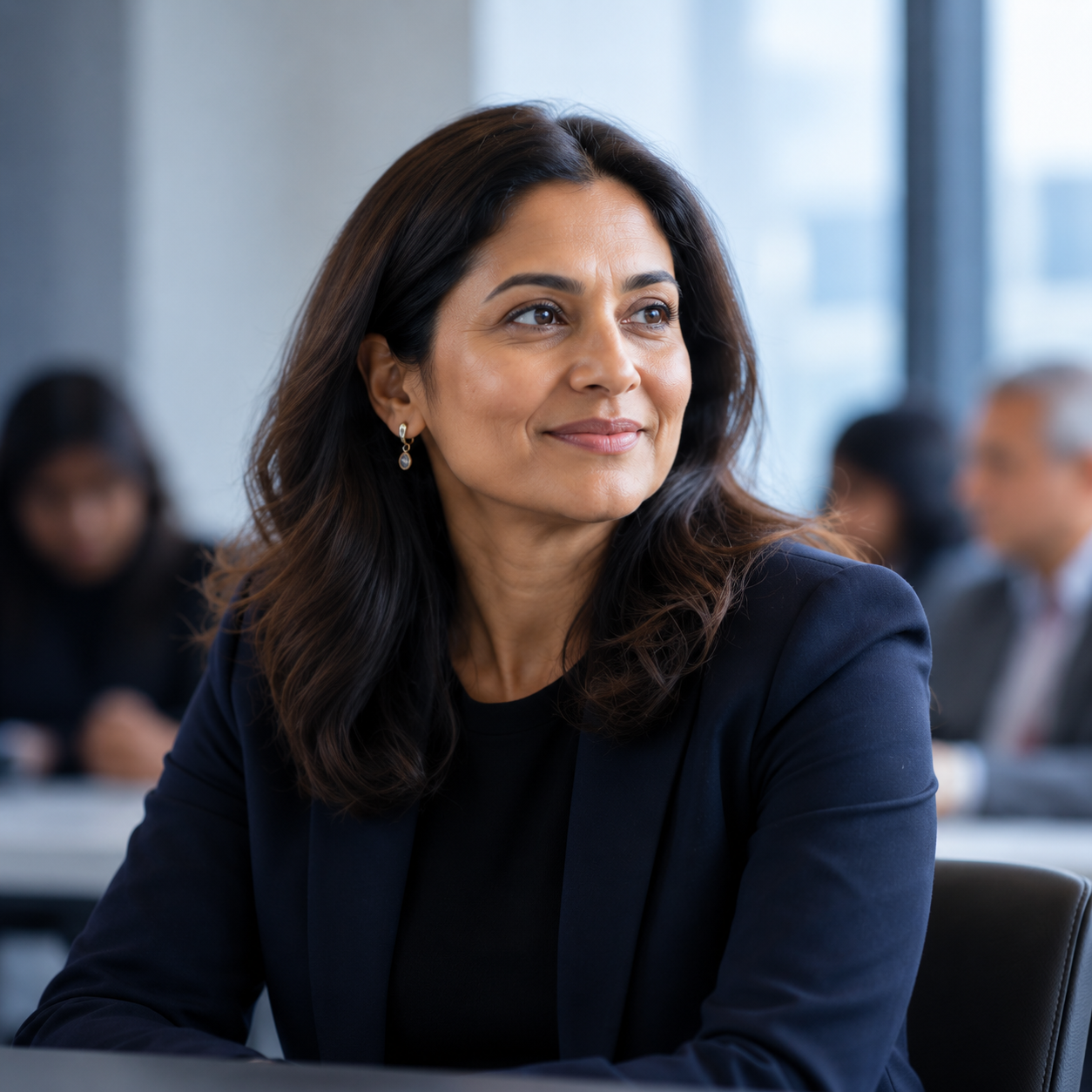 Illustrative photograph of a businesswoman in a boardroom